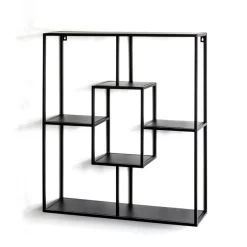 étagère murale tablettes en métal laqué noir