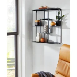 étagère murale tablettes en métal laqué noir