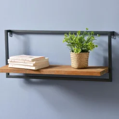 Étagère murale ZAPUR en pin et métal noir