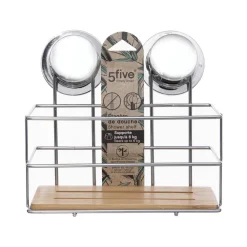 Étagère rectangulaire chrome en métal et bambou