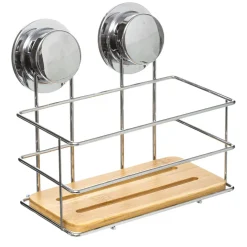 Étagère rectangulaire chrome en métal et bambou