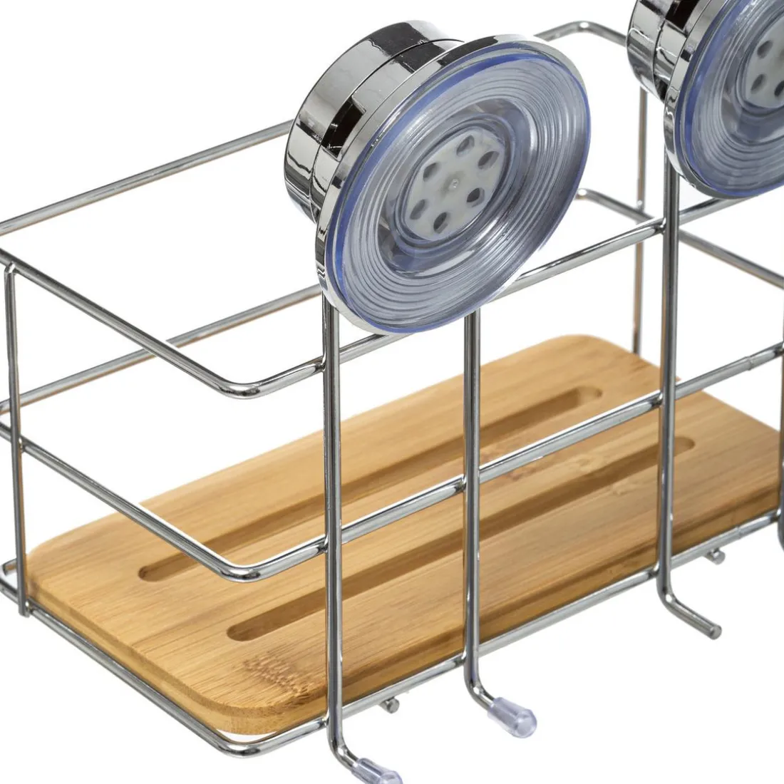 Étagère rectangulaire chrome en métal et bambou