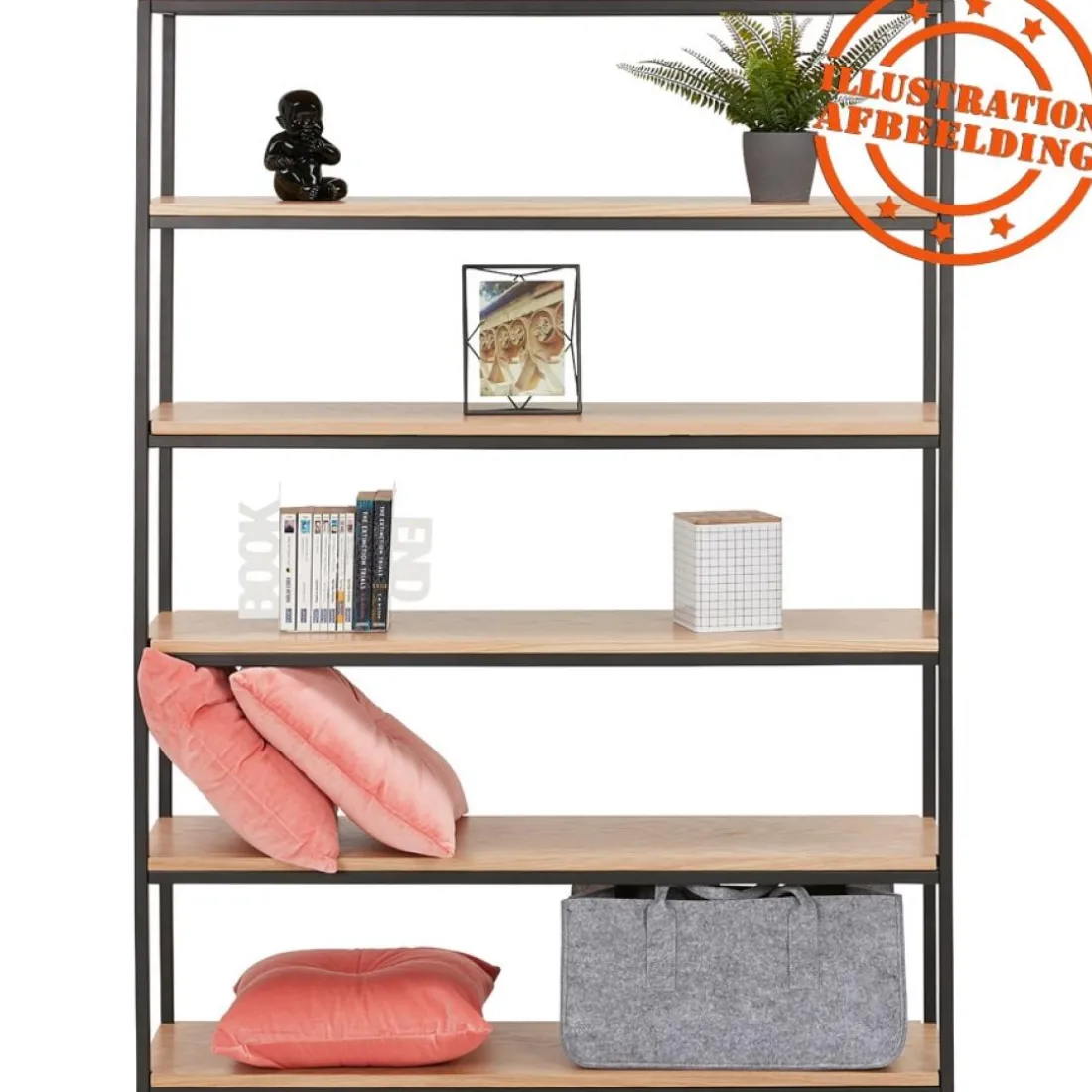 Étagère style industriel 'LIBERTY' en bois finition naturelle et métal noir