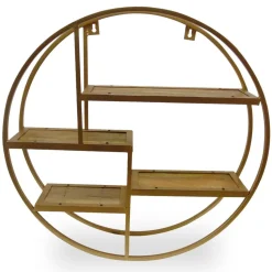Étagères Ronde Girane Métal Or et Bois