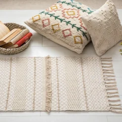 Tapis Coton Sable motifs petit losange Cuivre 60 x 90 Box