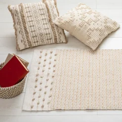 Tapis Coton Sable motifs petit losange Cuivre 60 x 90 Box