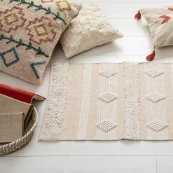 Tapis Coton Sable motifs petit losange Cuivre 60 x 90 Box