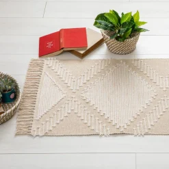 Tapis Coton Sable motifs petit losange Cuivre 60 x 90 Box