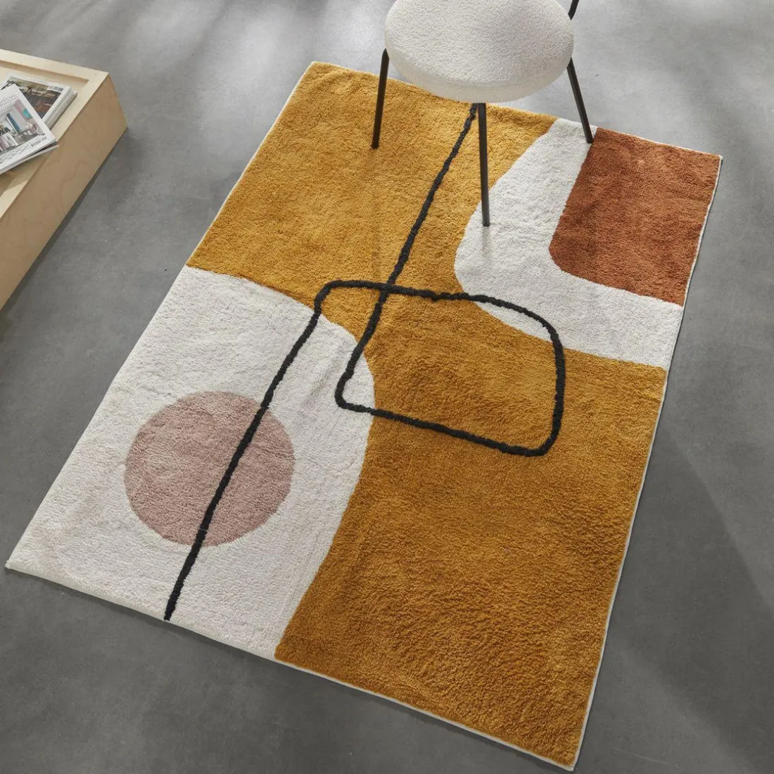 Tapis coton tufte motifs géométrique TODAY Retro Mood