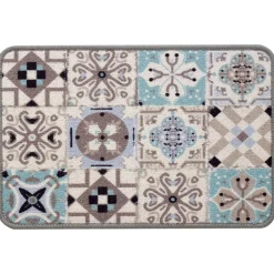 Tapis de cuisine CAROCIM motif carreaux de ciment 40x60 bleu