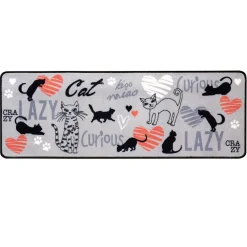 Tapis de Cuisine CRAZY-CAT Gris 46x98