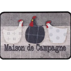 Tapis de Cuisine Poules DORKING Gris