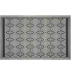 Tapis d'intérieur ou extérieur en plastique 120 x 180 mandala noir