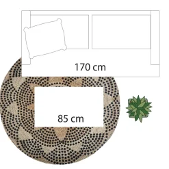 Tapis en Jute Rond Imprimé pois Living