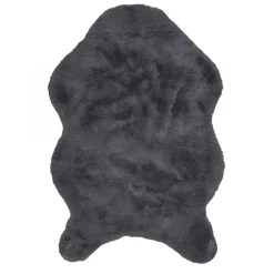 Tapis Imitation Fourrure Poil Fin Gris 60x90cm