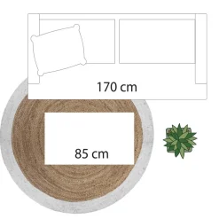 Tapis jute bord blanc D120