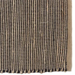 Tapis rectangulaire en jute et coton couleur sable et noir QUENTIN