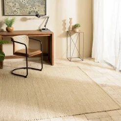 Tapis rectangulaire en jute et coton beige QUENTIN