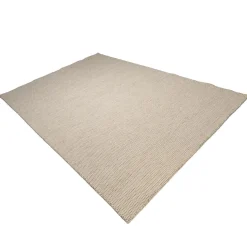 Tapis rectangulaire en laine tissée couleur blanc/marron chiné QUENTIN