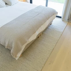 Tapis rectangulaire en laine tissée couleur blanc/marron chiné QUENTIN