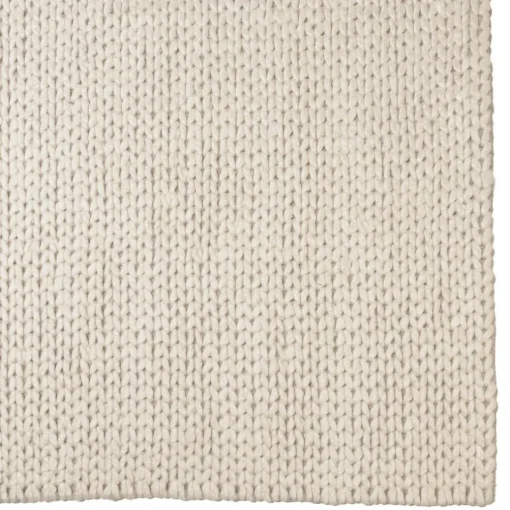 Tapis rectangulaire en laine tissée couleur écru QUENTIN