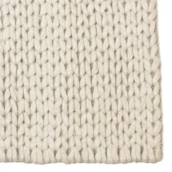 Tapis rectangulaire en laine tissée couleur écru QUENTIN