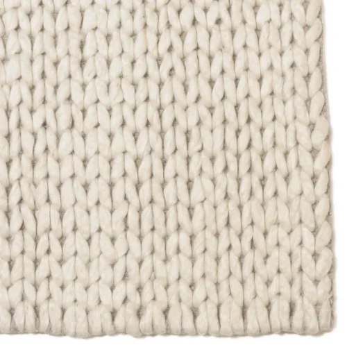 Tapis rectangulaire en laine tissée couleur écru QUENTIN