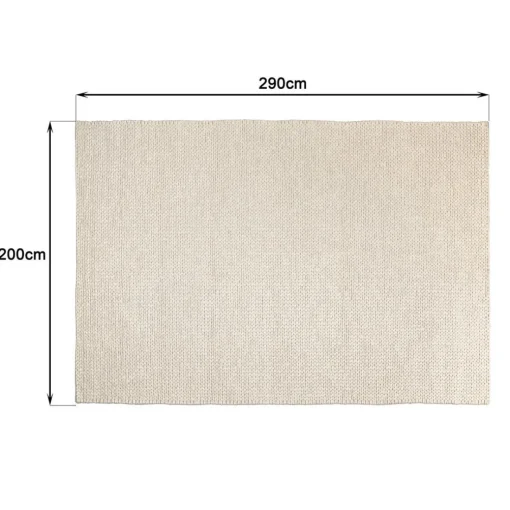 Tapis rectangulaire en laine tissée couleur écru QUENTIN