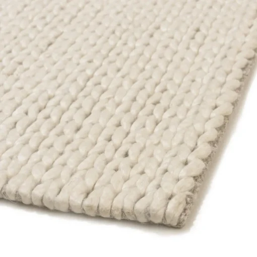 Tapis rectangulaire en laine tissée couleur écru QUENTIN