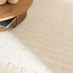 Tapis rectangulaire 160x230cm en coton recyclé couleur ivoire SACHA