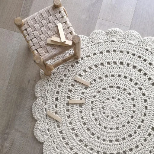 Tapis Rond ALMA Ecru