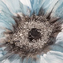 Toile Peinture Fleurs bleu 48 x 48 cm