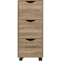 Tour 3 Tiroirs Roulettes Naturel Unique