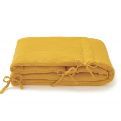 Tour de lit en gaze de coton MOUTARDE