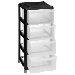 Tour plastique 4 tiroirs noir