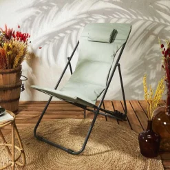 Transat Pliant en Métal vert kaki