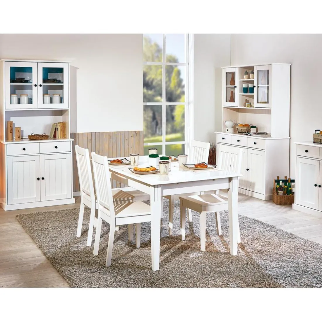 Vaisselier 4 portes en bois Massif Blanc