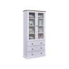 Vaisselier 2 portes vitrées 3 tiroirs WESTERLAND pin massif vernis blanc