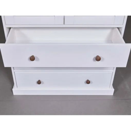 Vaisselier 2 portes vitrées 3 tiroirs WESTERLAND pin massif vernis blanc