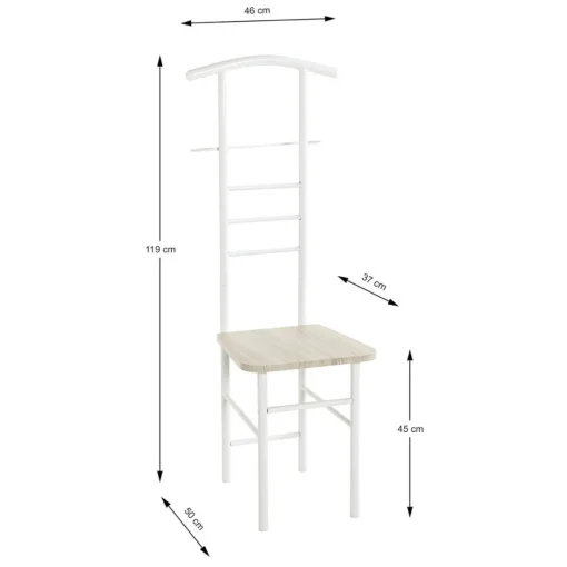 Valet de chambre blanc assise décor chène