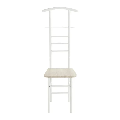 Valet de chambre blanc assise décor chène