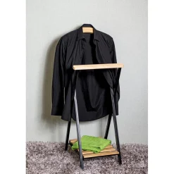Valet de chambre bois et métal noir