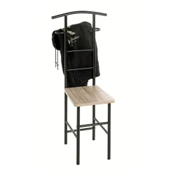 Valet de chambre noir et assise en décor chène San Remo
