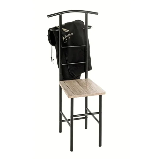 Valet de chambre noir et assise en décor chène San Remo