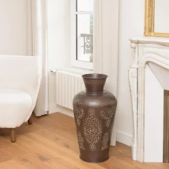 Vase alu couleur cuivre foncé patine antique HONORE D37 cm