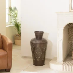 Vase alu couleur cuivre foncé patine antique HONORE D37 cm