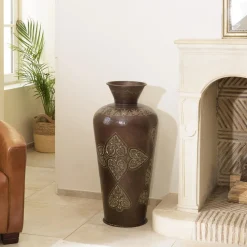Vase alu couleur cuivre foncé patine antique HONORE D40 cm
