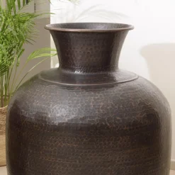 Vase alu couleur cuivre noir antique effet martelé HONORE