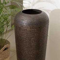 Vase alu couleur cuivre noir antique avec gravures HONORE