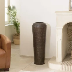 Vase alu couleur cuivre noir antique avec gravures HONORE